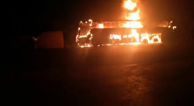 Meksikada otobüs yangını
