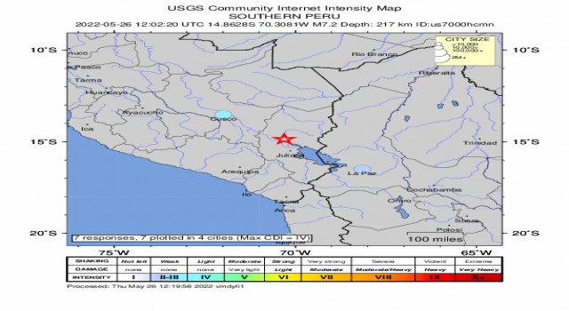 Peruda 7.2 büyüklüğünde deprem