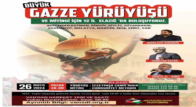 Vanda “Büyük Gazze Yürüyüşü ve Mitingi” programına davet