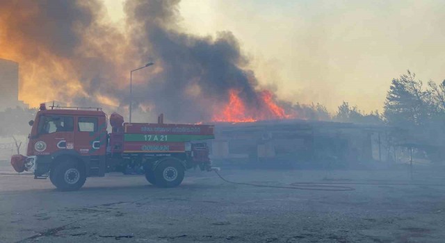 Çanakkaledeki yangında alevler çimento fabrikası liman tesislerine ulaştı