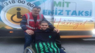 Engelsiz taksi hizmetinden yararlanan Hakana Kocaelispor sürprizi
