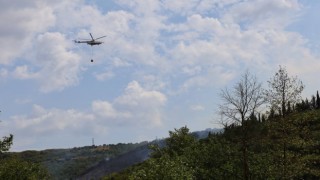 Kocaelide orman yangınına helikopterle müdahale sürüyor