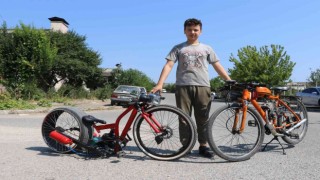 Lise öğrencisinin araba lastiği taktığı bisiklet ilgi görüyor