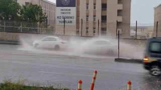 Erzurumda sağanak yağış hayatı felç etti